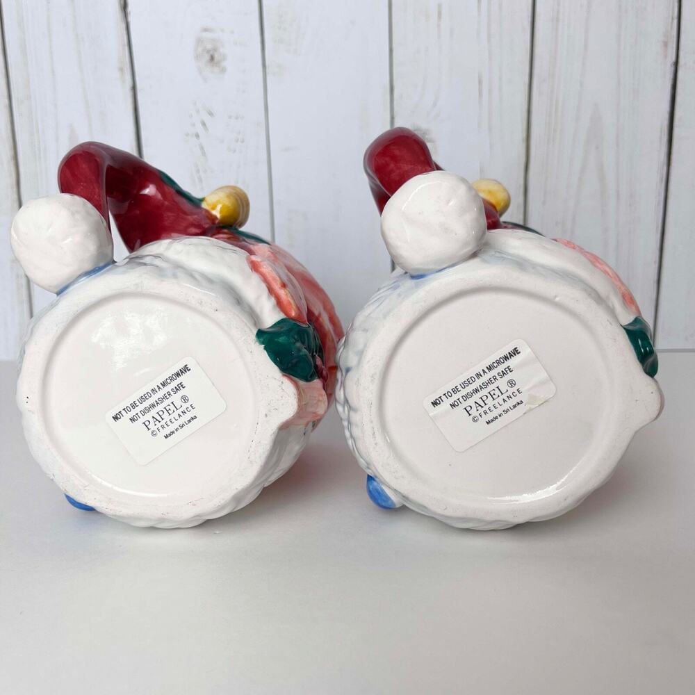 (2) Santa St Nicholas Ceramic Mug Cup Christmas Pipe Handpainted Papel Freelance - Picture 6 of 9